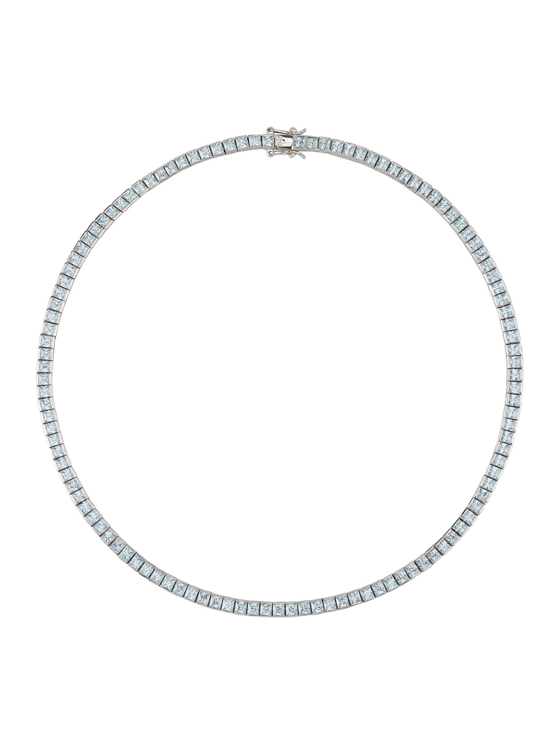 CUSTOM DORSEY PRINCESS CUT, LAB-GROWN LIGHT BLUE SPINEL RIVIÈRE NECKLACE