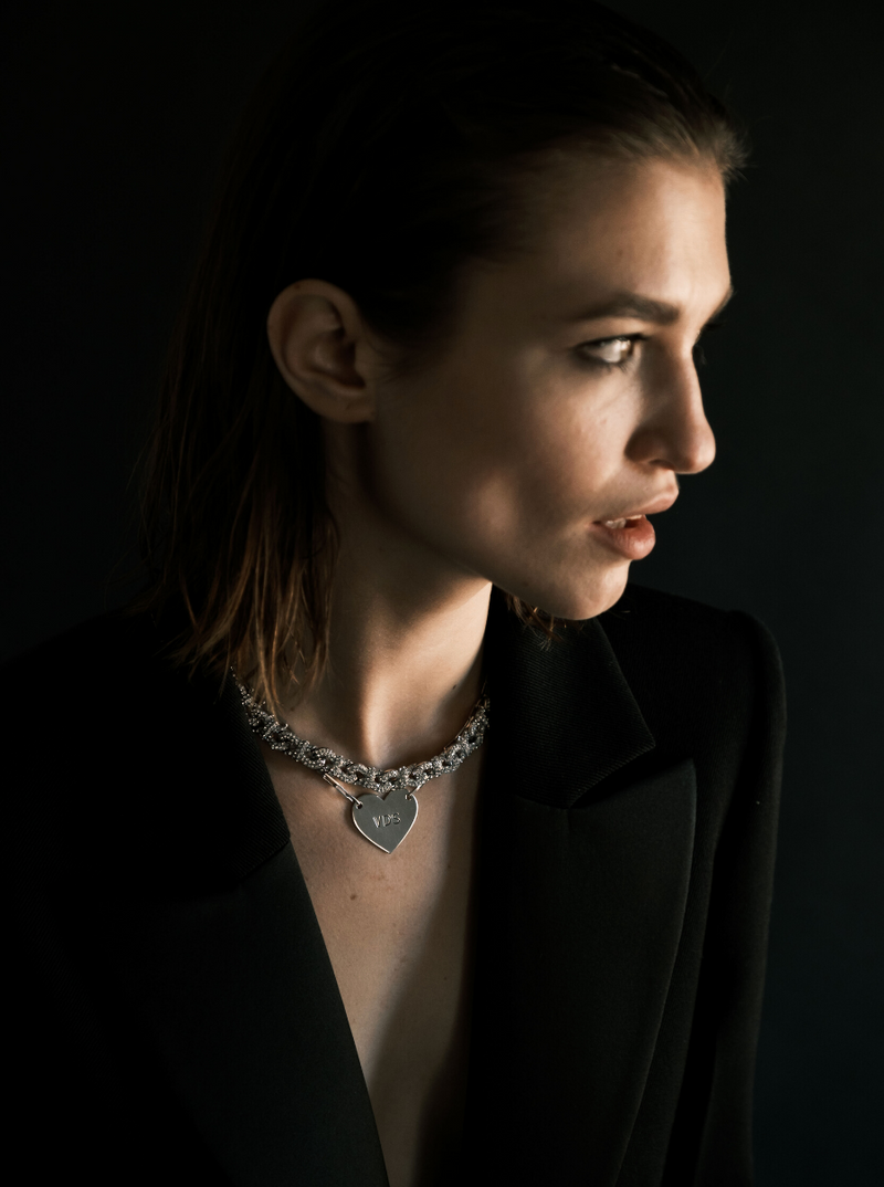 Large heart necklace silver deals