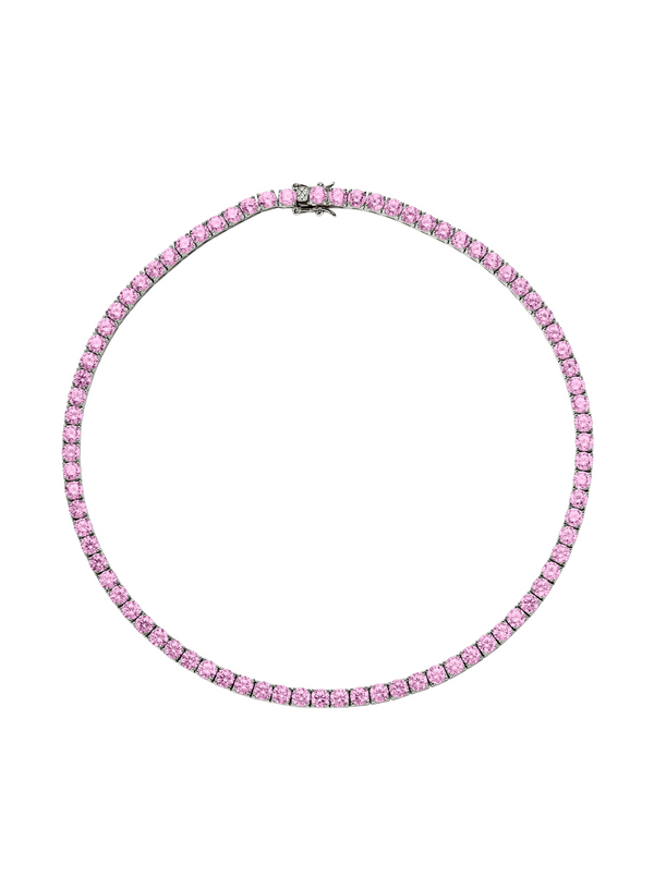 CUSTOM KATE 4.5MM ROUND CUT, LAB LIGHT PINK SAPPHIRE RIVIÈRE  NECKLACE