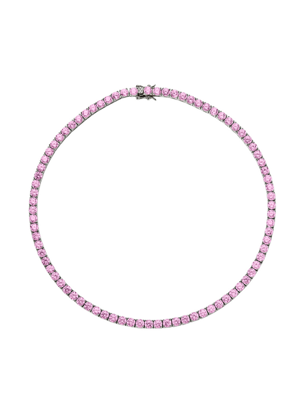 CUSTOM KATE 4.5MM ROUND CUT, LAB-GROWN LIGHT PINK SAPPHIRE RIVIÈRE  NECKLACE