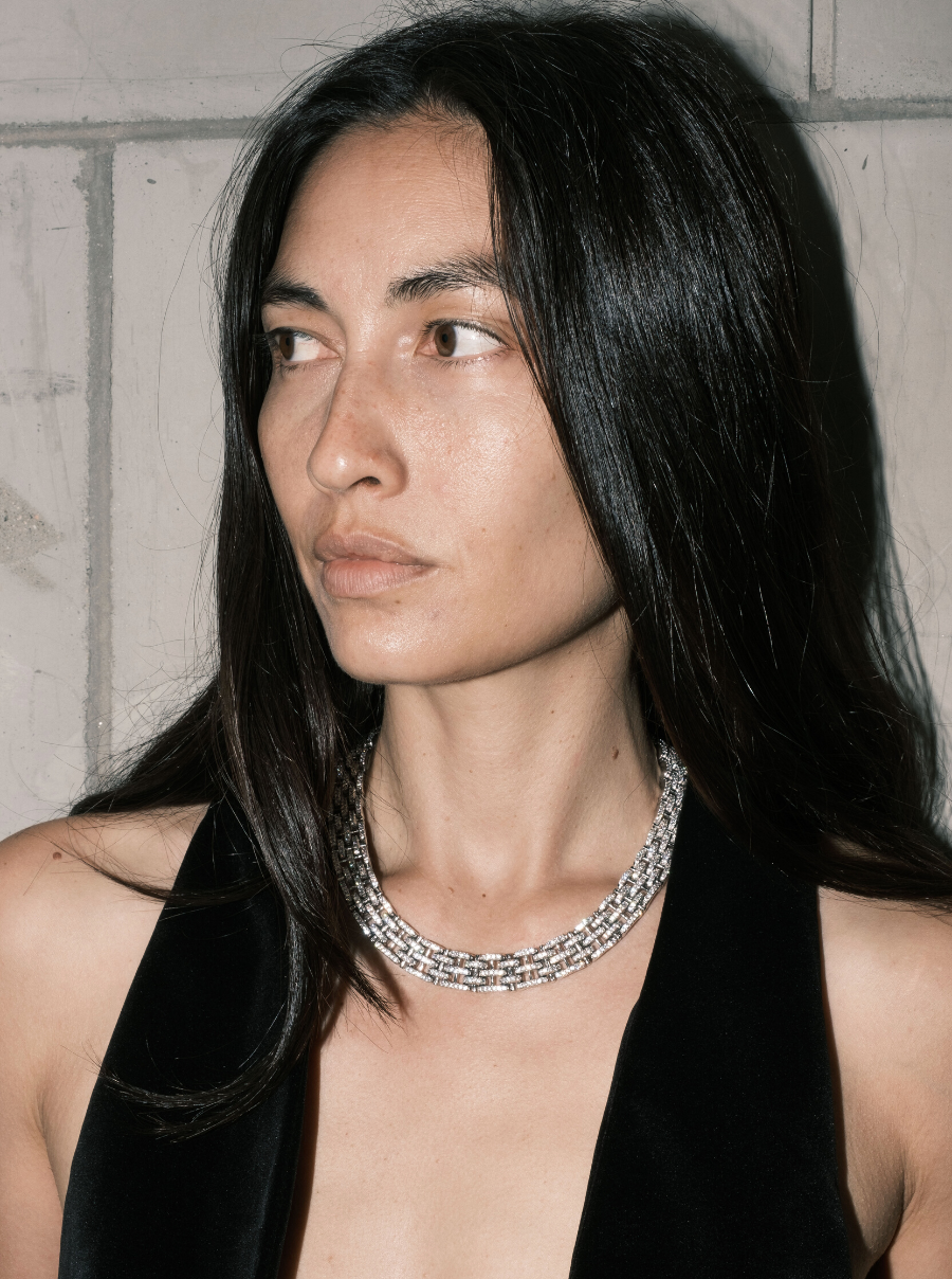 LILETTA PAVÉ LINK NECKLACE, SILVER