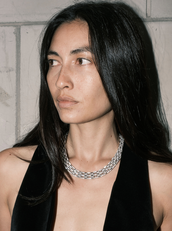 LILETTA PAVÉ LINK NECKLACE, SILVER