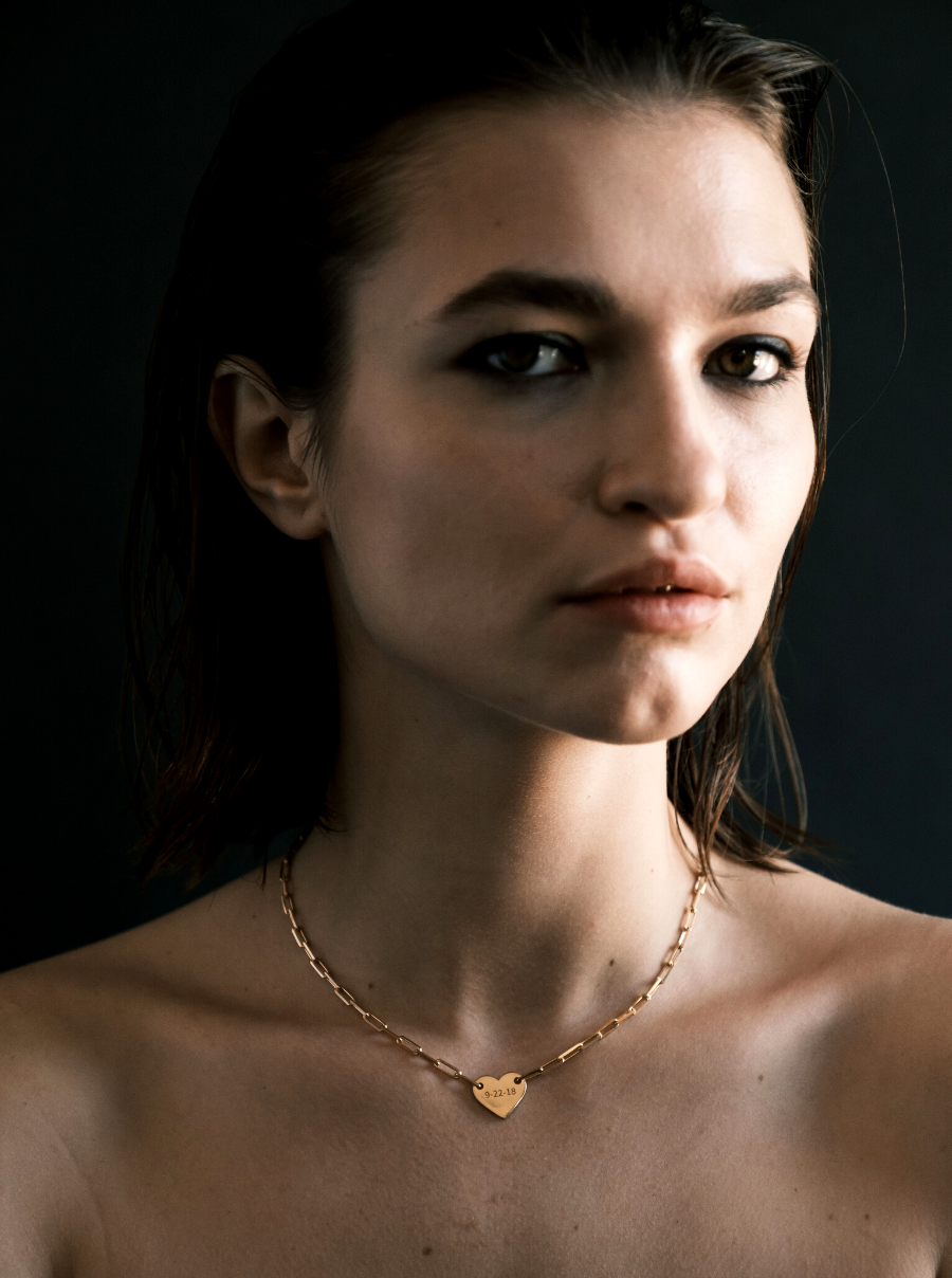 SMALL HEART ID NECKLACE, GOLD