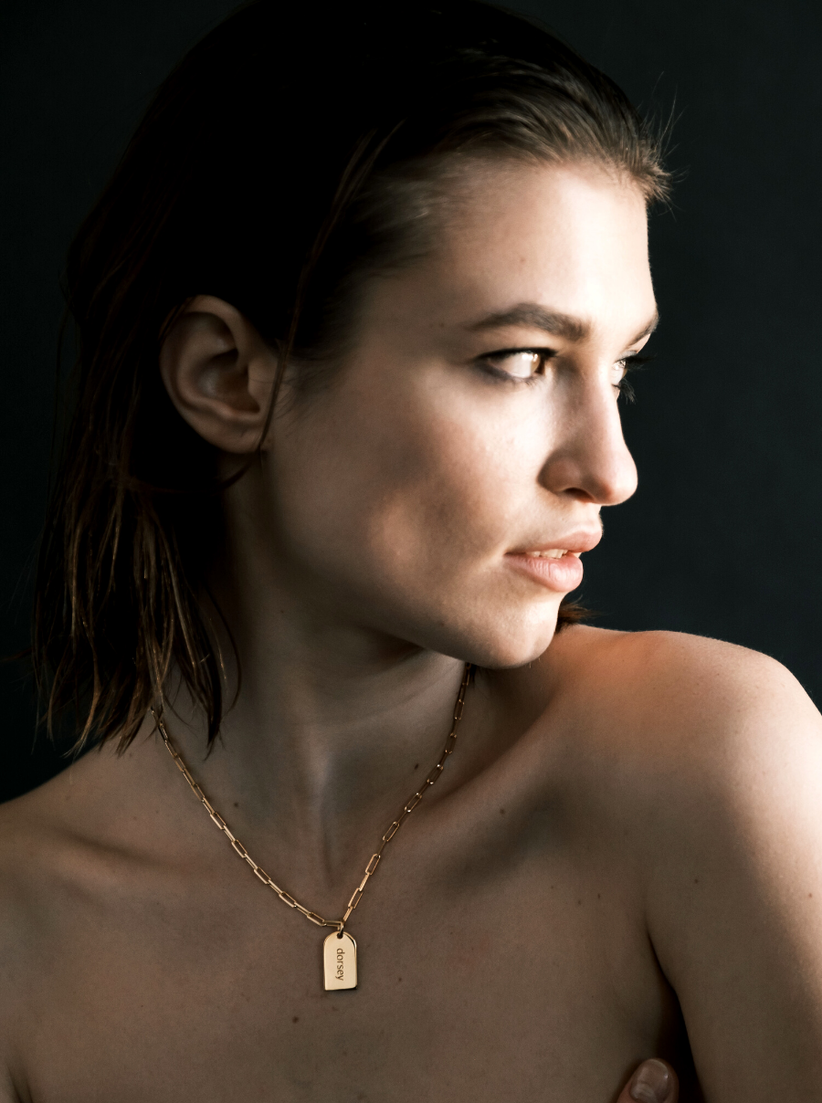 SMALL DOG TAG ID NECKLACE, GOLD Dorsey