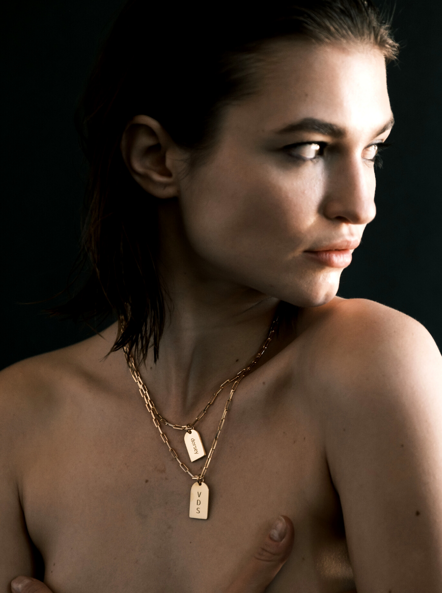 SMALL DOG TAG ID NECKLACE, GOLD